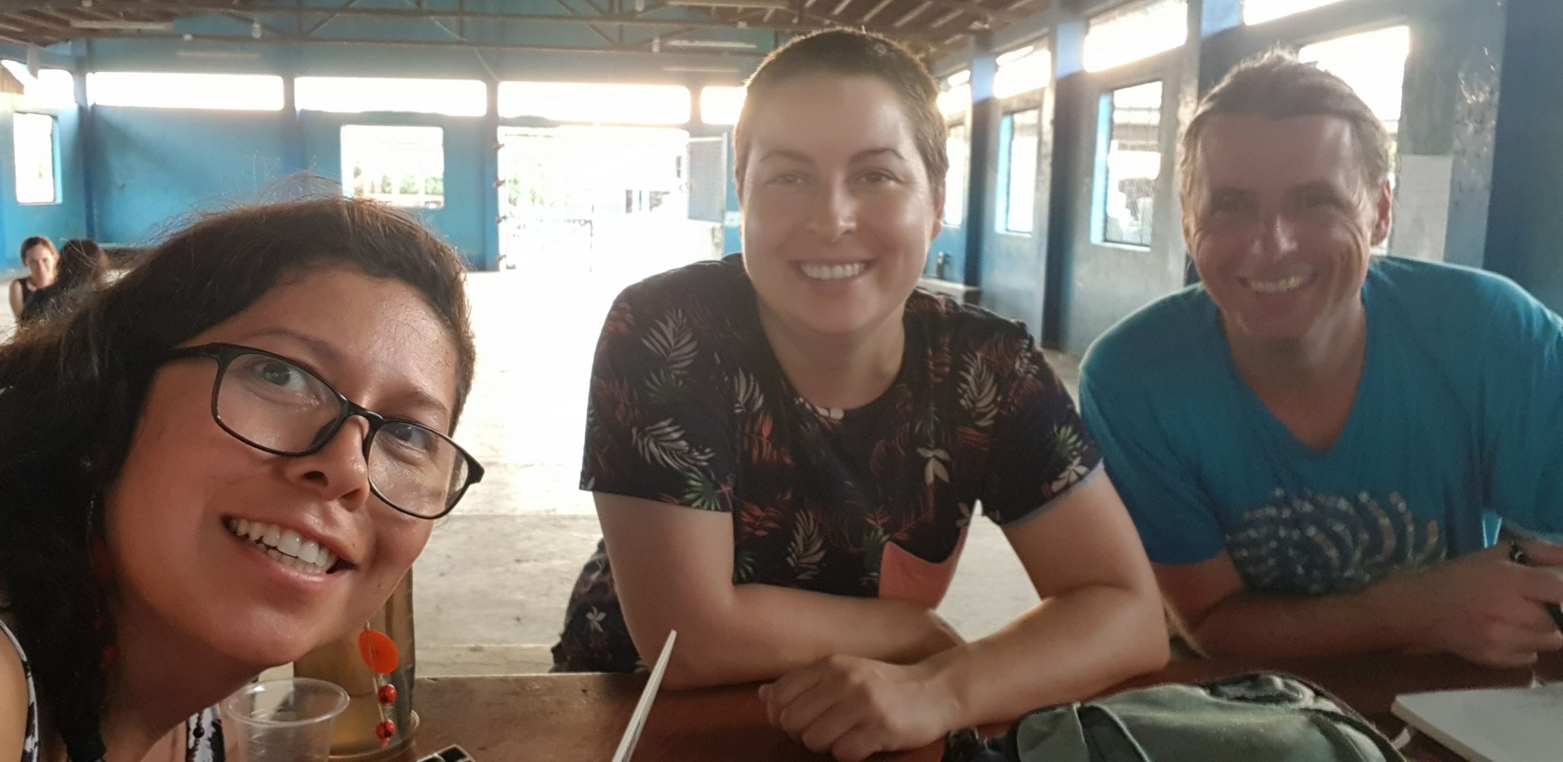 Dd team in the community hall training space in Andoas, Peru